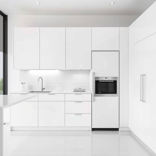 A fully integrated, panel-ready refrigerator seamlessly blended with white kitchen cabinetry, creating a clean, minimalist design.
